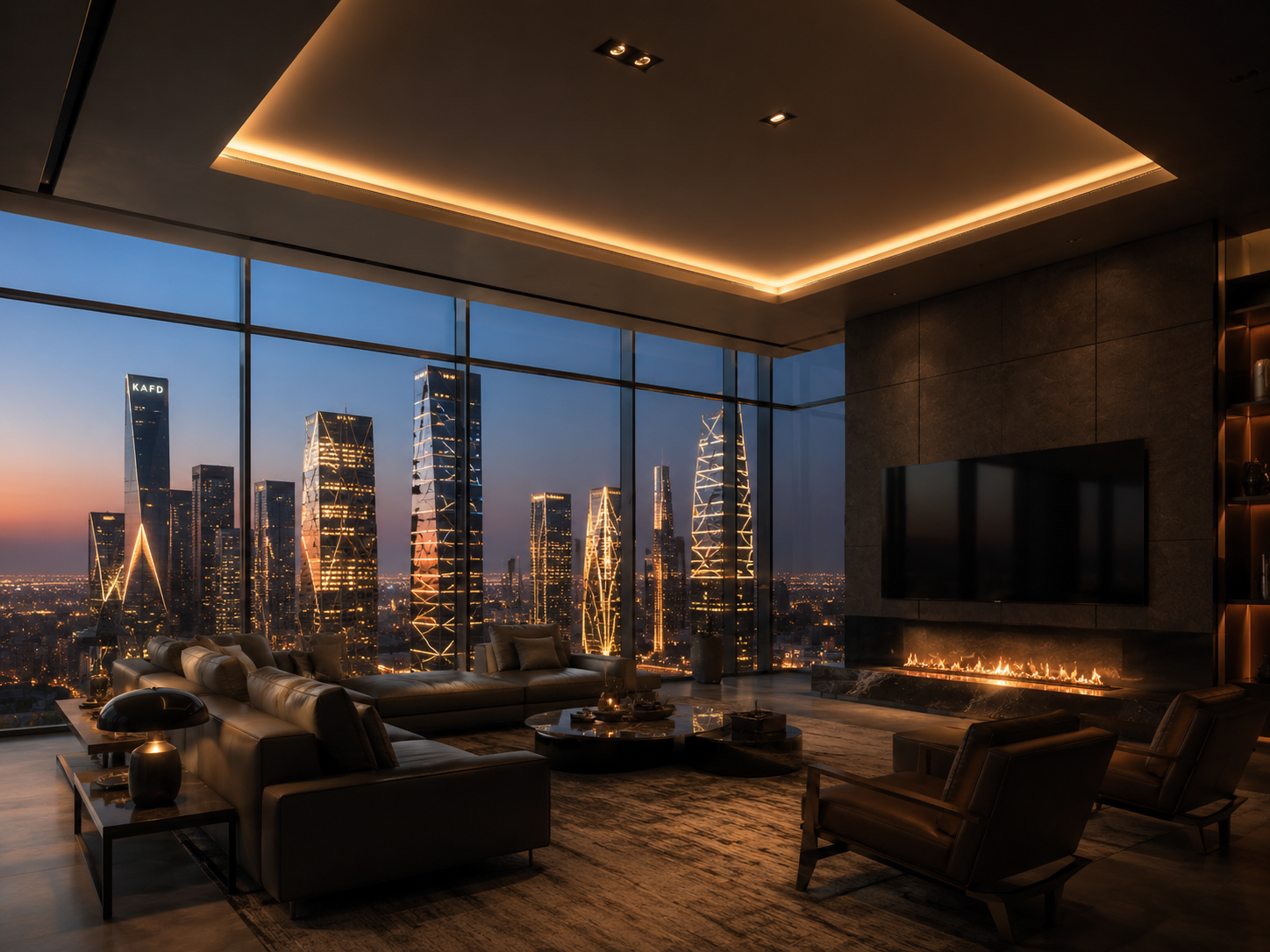 Luxury Penthouse Apartment Interior overlooking KAFD