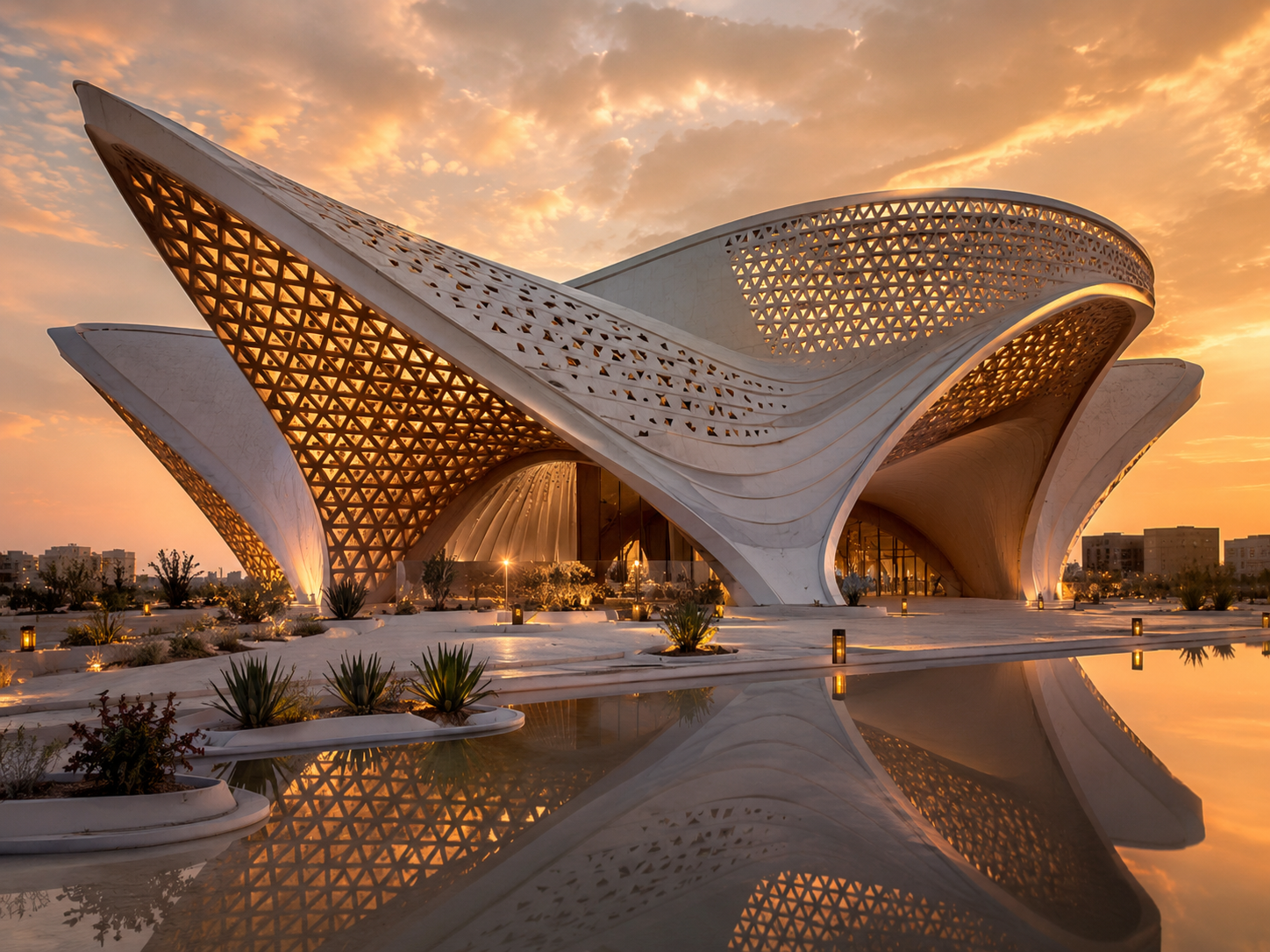 Sculptural Desert Pavilion Landmark Architecture