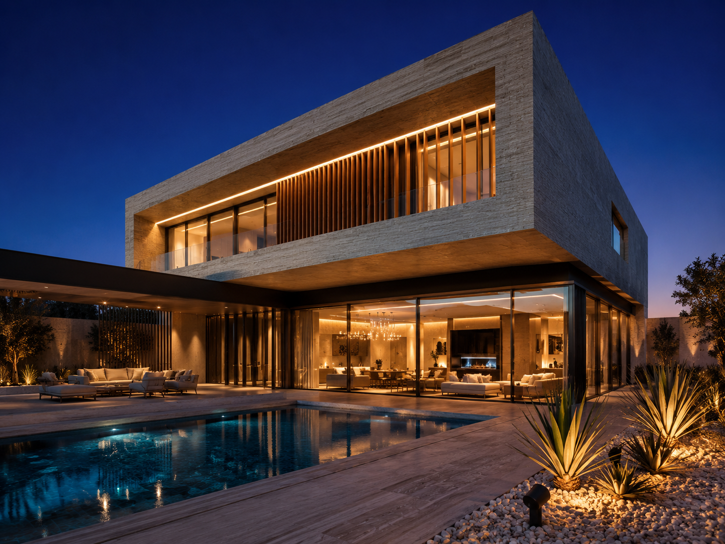 Minimalist Villa Exterior and pool terrace